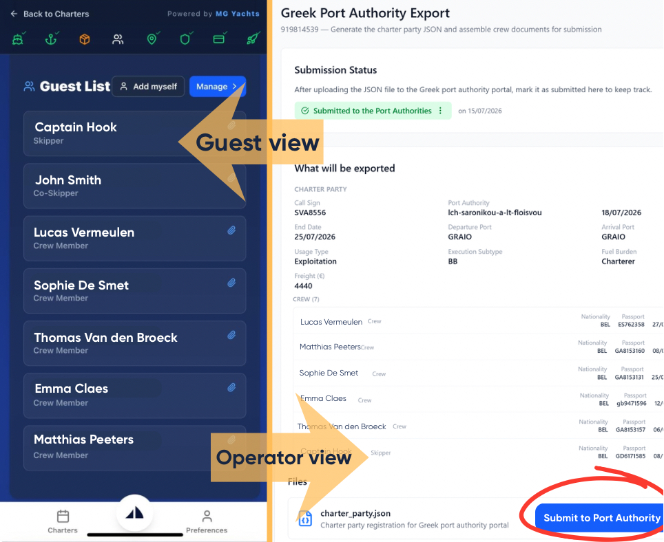 Guest & operator views — port authority export